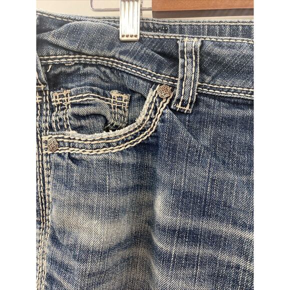 Silver Jeans Pants Womens 29 X33 Blue Denim Suki Bootcut Embellished Distressed - Picture 4 of 16